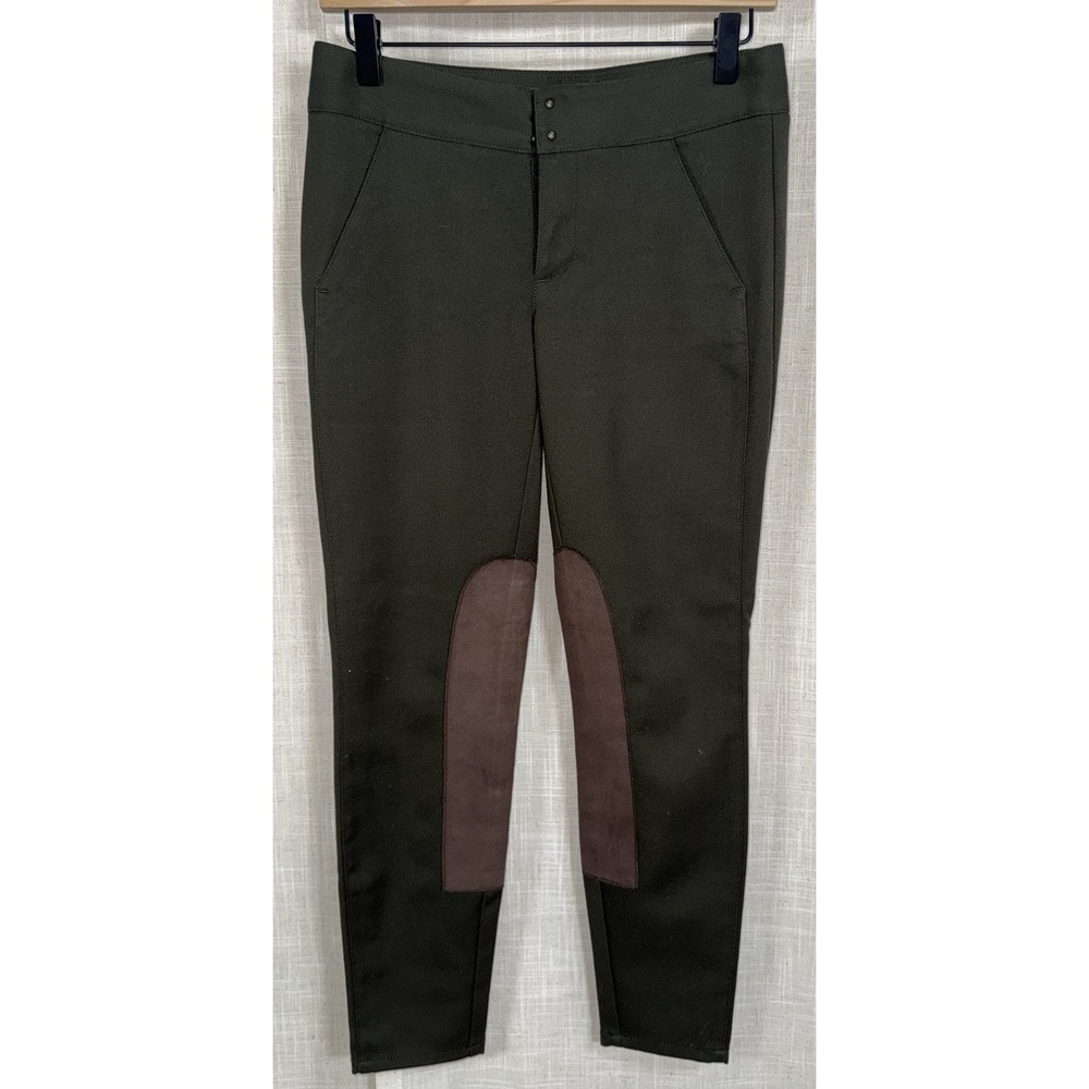 GAP Women's Riding Pants Sz 0 30 Green‎ Skinny  Equestrian Horseback Suede Patch